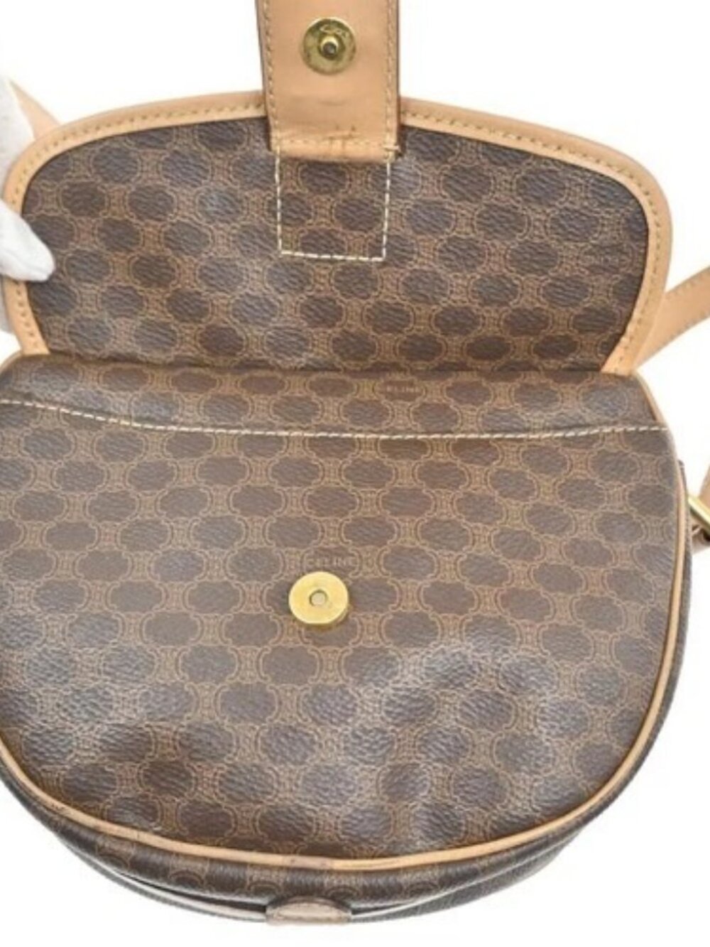 CELINE Logo Macadam Pattern Shoulder Bag PVC Leather Brown GHW Italy 67MA399 - Picture 15 of 16